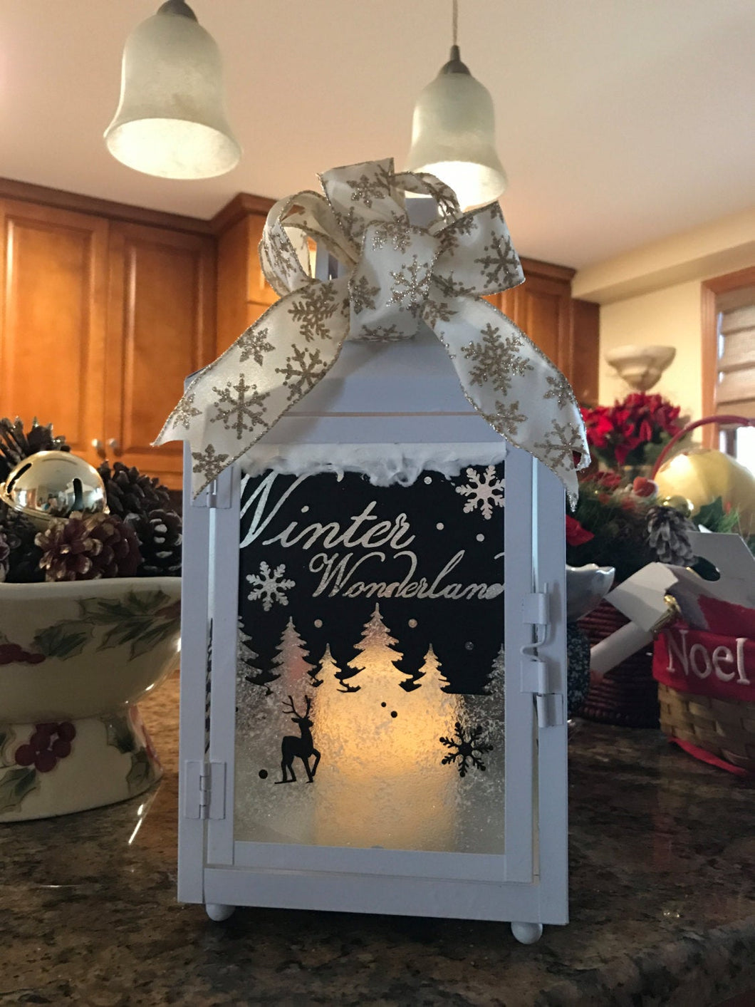 Winter Wonderland White Lantern comes with Battery Operated Candle