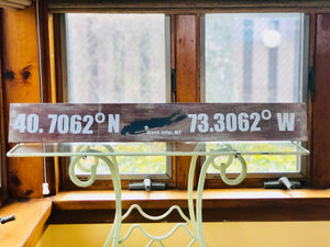 West Islip, New York GPS Painted Wood Sign| Gift for New Home| Wedding Gift| Painted Wood Sign Measures 30x4| Wall Sign