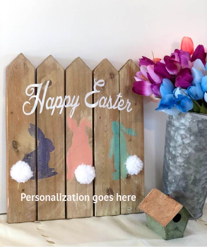 Happy Easter Picket Fence Wall Hanging (Can be Customized)