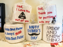 Load image into Gallery viewer, Fathers Day Toilet Paper, Fathers Day Gag Gift, Funny TP, Gag Gift, Happy Birthday w/mustashe Funny TP Roll
