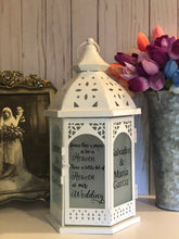 Load image into Gallery viewer, Because there is Someone We Love in Heaven, there&#39;s a little bit of Heaven at our Wedding| 10 in White Memorial Lantern|Can be Personalized
