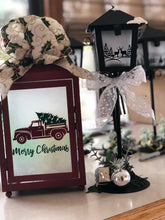 Load image into Gallery viewer, Merry Christmas Red Truck Christmas Tree Lantern 15 inch Red Lantern come with Battery Operated Candle| Holiday Home Decor|

