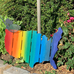 Wood Pallet American Map Sign  ("22 x 15") Rainbow Painted with a Pearlized Finish/ LBGTQ Pride/ Essential Worker Thank you