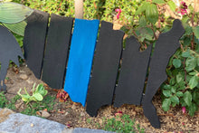 Load image into Gallery viewer, Black Blue Line Wood Pallet American Map Sign (&quot;22 x 15&quot;) Honoring the Police Can be personalized
