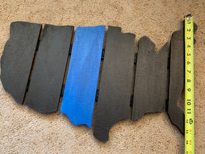 Black Blue Line Wood Pallet American Map Sign ("22 x 15") Honoring the Police Can be personalized