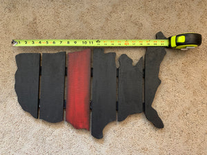 Black and Red Line Wood Pallet American Map Sign ("22 x 15") Honoring the Fireman can be personalized