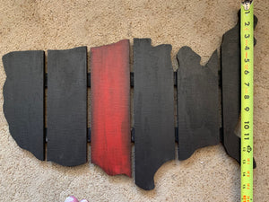 Black and Red Line Wood Pallet American Map Sign ("22 x 15") Honoring the Fireman can be personalized